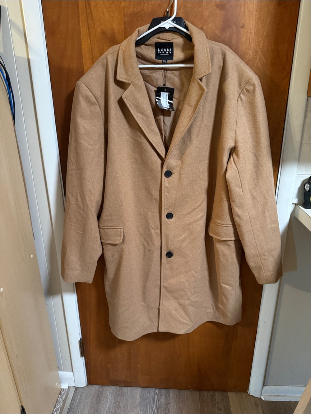 BoohooMan Men's Camel Pea Coat